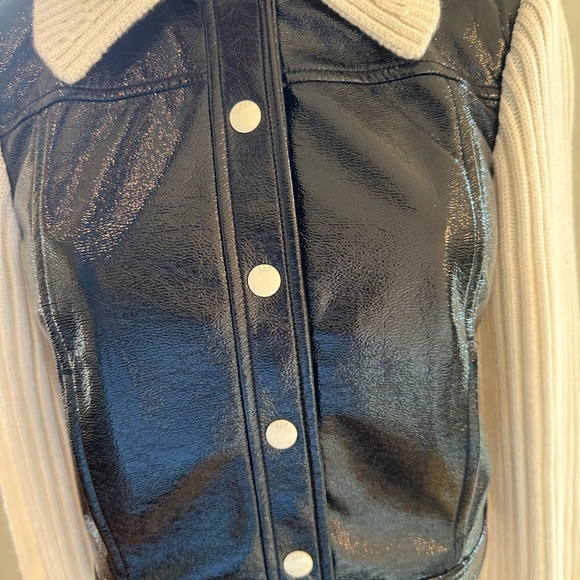 NEW WITH TAGS Cinq a Sept Knit Sleeve Ciara Jacket/XXS/XS Black& ivory - Picture 13 of 16